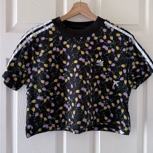 Adidas Black Floral Crop Top